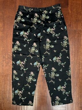 Vintage Girly Goth Notations Clothing Co. Black Floral Satiny, Size Medium